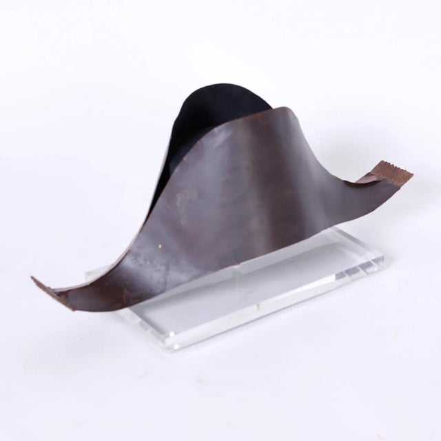 Mid 20th Century Tole Military Hat Trade Sign on Lucite For Sale - Image 5 of 6