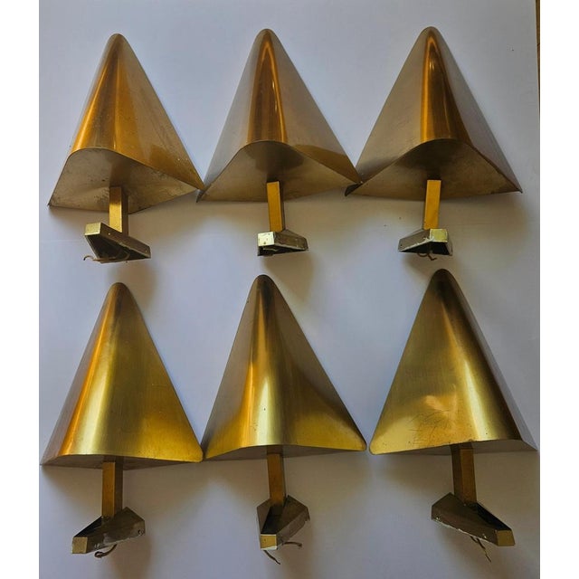Mid-Century Modern Mid-Century Brass Wall Lamps, Germany, 1970s, Set of 6 For Sale - Image 3 of 17