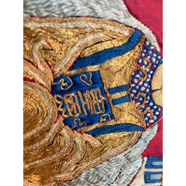 Antique Chinese Silk and Metal Embroidery For Sale - Image 12 of 13