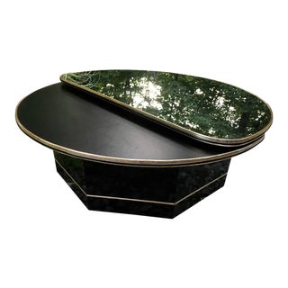 Vintage Coffee Table Glam Swivel Mirror Top Milo Baughman Style For Sale