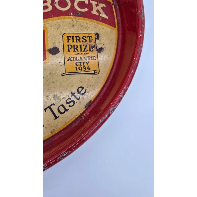 Vintage Hornung's White Bock Beer Metal Tray Round Philadelphia For Sale - Image 9 of 11
