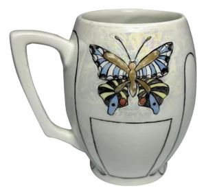 Early 20th Century Art Nouveau Bavaria Hand-Painted Butterfly Mug