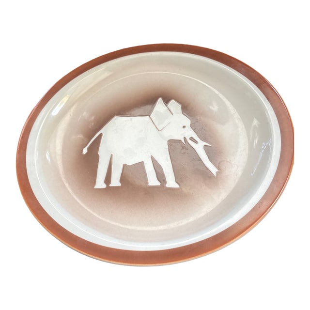 Vintage Mid-Century Modern Syracuse China Shadowtone Elephant Restaurant Ware Platter For Sale