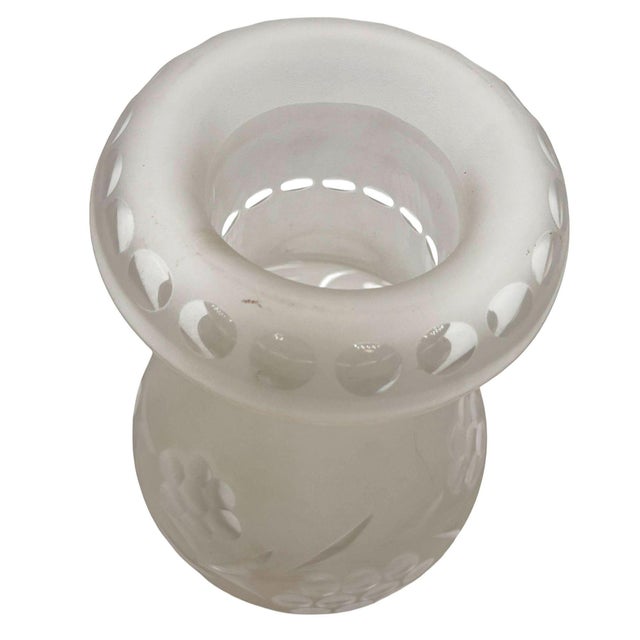 Late 19th Century Late 19th Century Victorian Frosted Wheel Cut Glass Oil Lamp Fluted Hurricane Shade For Sale - Image 5 of 9