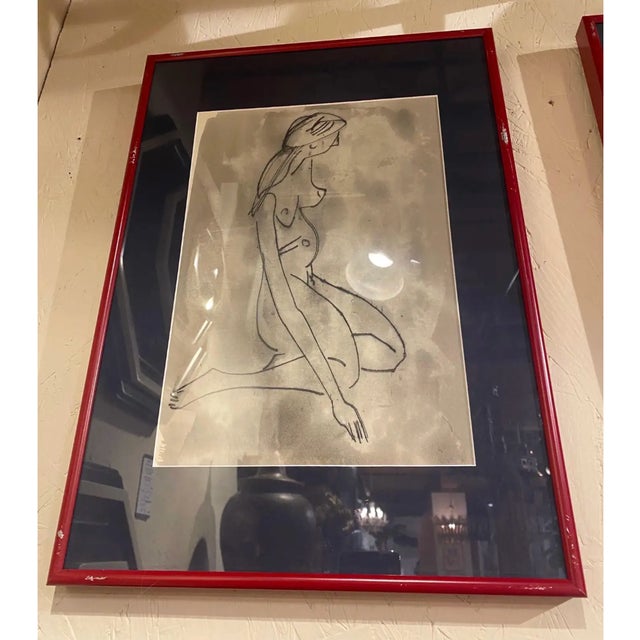 Mid 20th Century Set of 4 Nude Drawings For Sale - Image 4 of 5