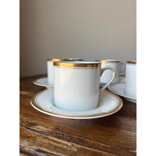 Fitz and Floyd Palais Buff Pattern Flat Cup or Demitasse & Saucer Set- 18 Pieces For Sale - Image 9 of 9