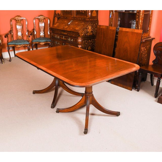 Vintage Twin Pillar Mahogany Dining Table and Chairs by W. Tillman, 1980s, Set of 11 For Sale - Image 9 of 16