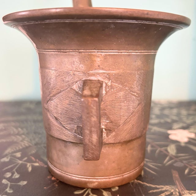 Vintage 19th Century Pharmacy Apothecary Brass Mortar and Pestle Set For Sale - Image 4 of 12