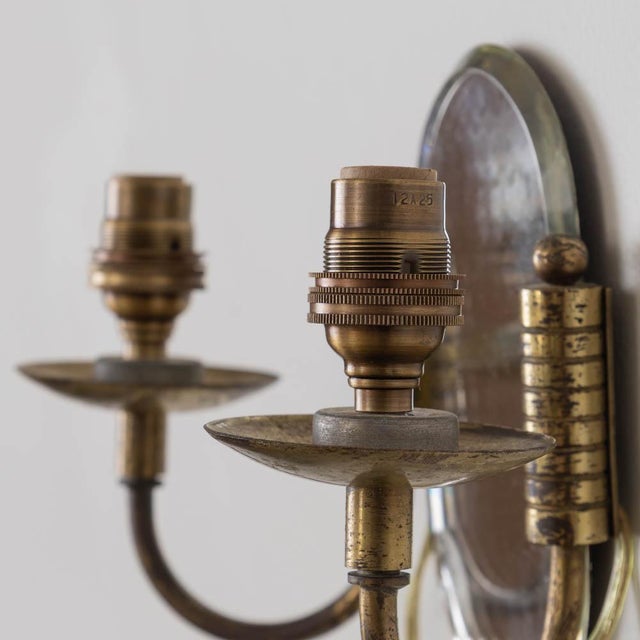 1940s Pair of French Brass and Mirror Sconces For Sale In Los Angeles - Image 6 of 15