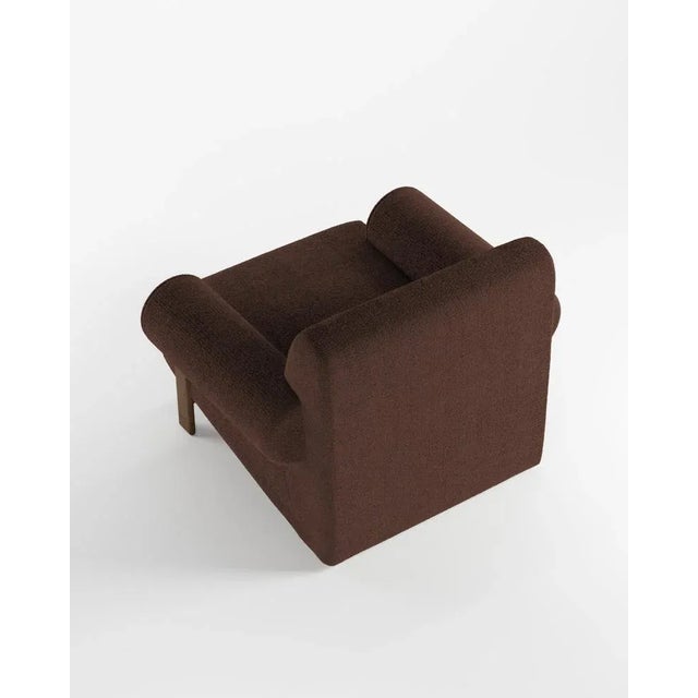 Paloma Armchair in Boucle Dark Brown and Smoked Oak Designed by Bernhardt & Vella for Collector For Sale - Image 4 of 5