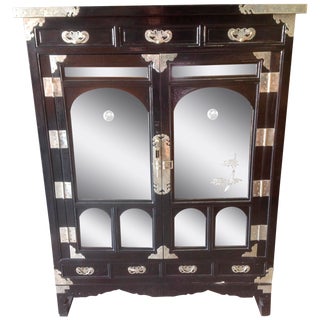 Black Lacquer Chinoiserie Cabinet For Sale