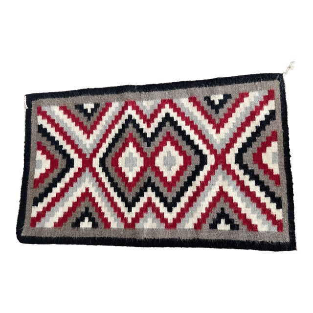 Vintage 1980's Native American Navajo Geometric Pattern Weaving For Sale