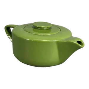 Vintage 1930's Streamline Art Deco Green Glaze Ceramic Teapot with Lid Marked "W"
