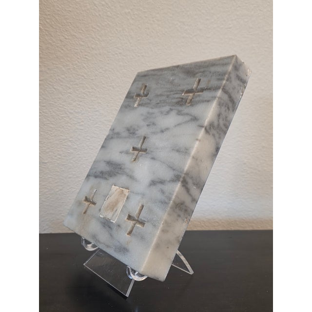 Antique Carved Marble Roman Catholic Church Reliquary Altar Stone Plaque For Sale - Image 9 of 18