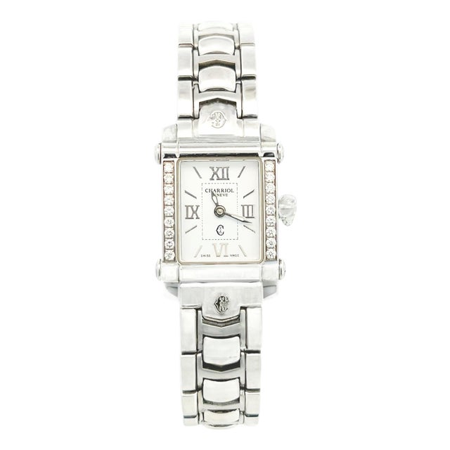 1990s Philippe Charriol Diamond Ladies Wristwatch 6.5" Stainless Steel 22.8 mm For Sale