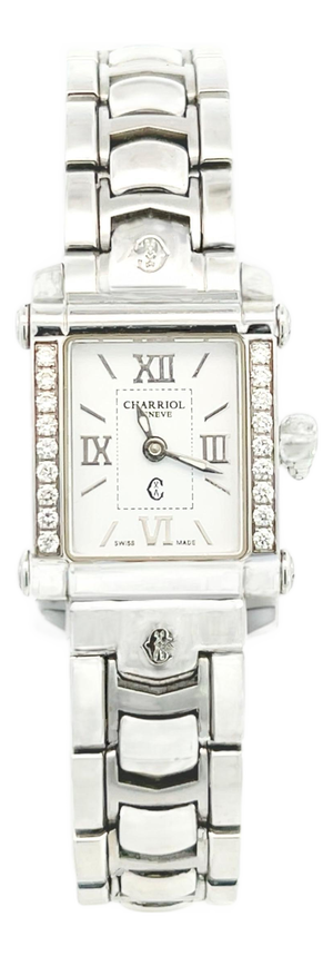 1990s Philippe Charriol Diamond Ladies Wristwatch 6.5" Stainless Steel 22.8 mm