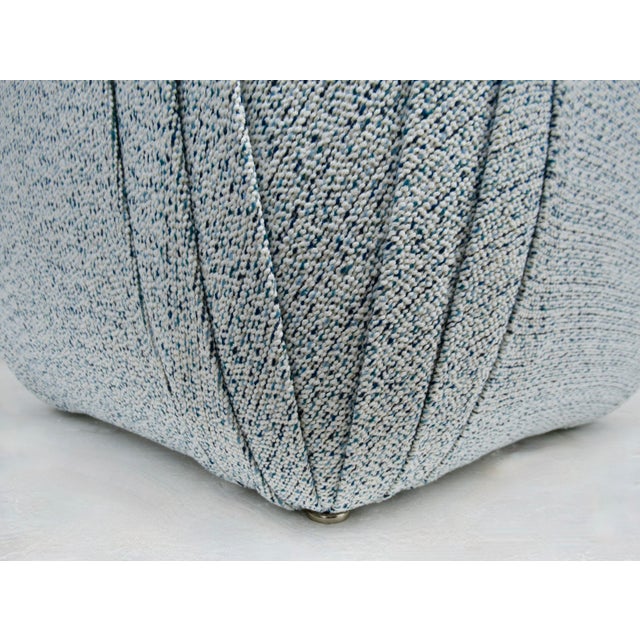 C. 1980's Post-Modern Sherrill Furniture Pouf Ottoman/Stool With a Linear Boucle Textile For Sale - Image 12 of 18