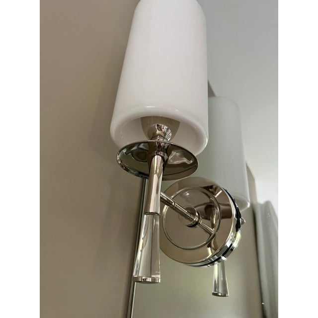 AERIN Drunmore 1 Light 4.5 inch Polished Nickel with Crystal Single Bath Sconce Wall Light in White Glass, Polished Nickel...