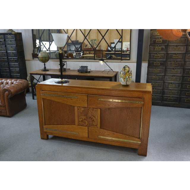1930s Art Deco Oak Sideboard by Henri Bonjour, 1930s For Sale - Image 5 of 16