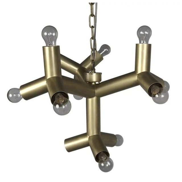 Noir Snow Flake Chandelier, Metal with Brass Finish For Sale - Image 4 of 6