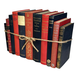 Decorative Books - Vintage Regency Book Bundles - 1 Foot of Navy and Red Books