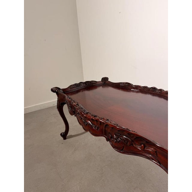 Rococo Antique Rococo Revival Carved Mahogany Coffee Table For Sale - Image 3 of 5