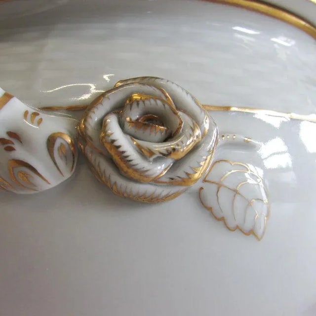 1930s Herend Golden Edge Porcelain Tureen With Lemon Finial Lid Early Mark Chairish