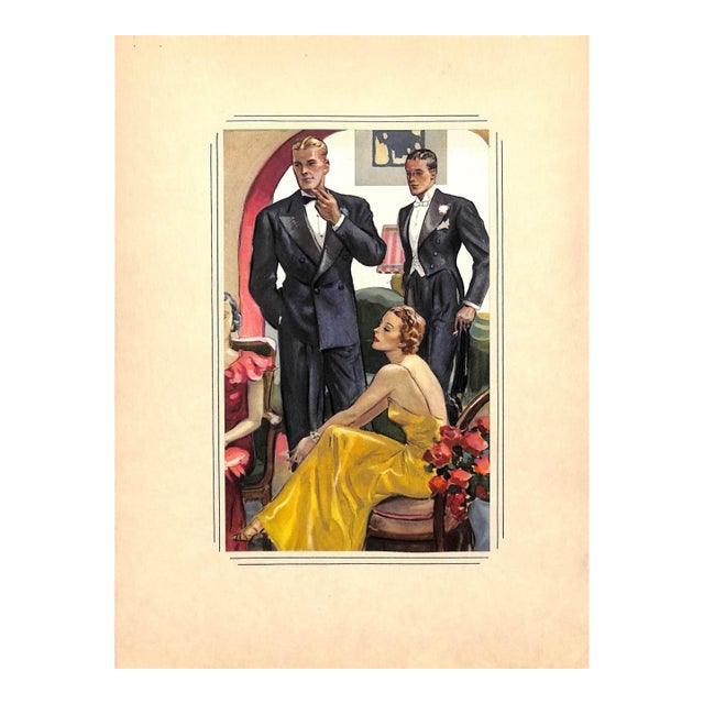 Vintage C1930s Menswear Double-Sided Illustration Art Reproduction For Sale