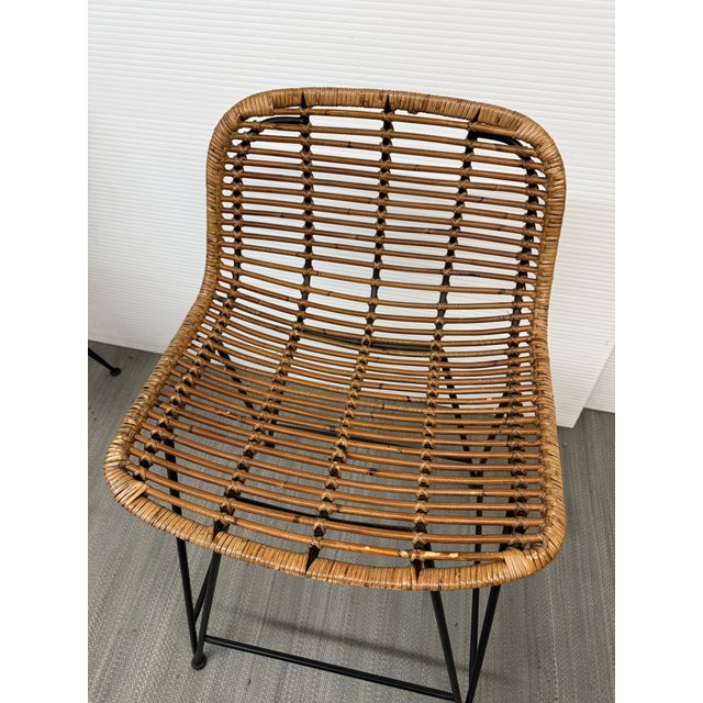 Palecek Hermosa Rattan in/Outdoor Counter Stools, Set of Three For Sale In San Francisco - Image 6 of 12