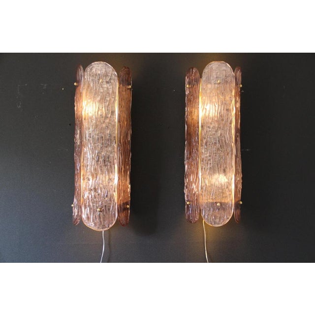 Sculptural Murano Glass Wall Sconces in Powder Pink Hue, Italy, 2000s, Set of 2 For Sale - Image 11 of 15