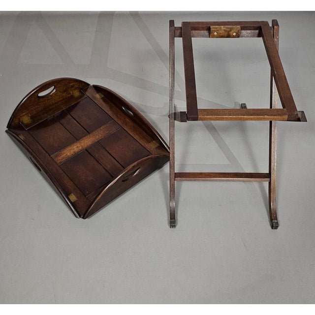 Victorian Style Foldable Serving Butler's Tray with Side Table For Sale - Image 14 of 18