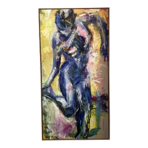 "Balance" Contemporary Original Abstract Figurative Painting by Karen Schwartz, Framed