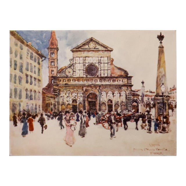 1905 Italian Original Print - Piazza Santa Maria Novella - From Book Florence & Some Tuscan Cities (1905) For Sale