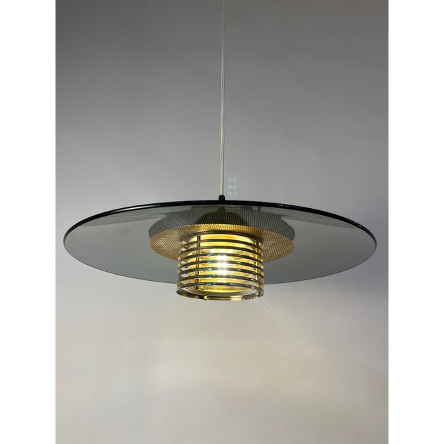 Pendant Lamp in Smoked Glass and Brass by Jan Eskil Eskilsson for Belid For Sale - Image 6 of 11