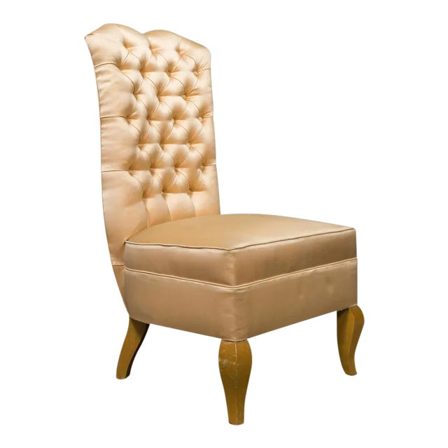 20th Century French Tufted Back Slipper Chair For Sale