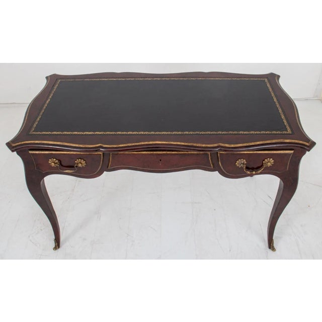 French Louis XV Style Leather Top Writing Desk For Sale - Image 4 of 11