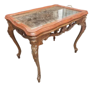 Early 1900s Hand Carved Walnut Tray Table