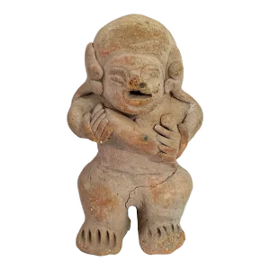 Rare Pre-Columbian - Jama Coaque Male Figure Holding a Ball