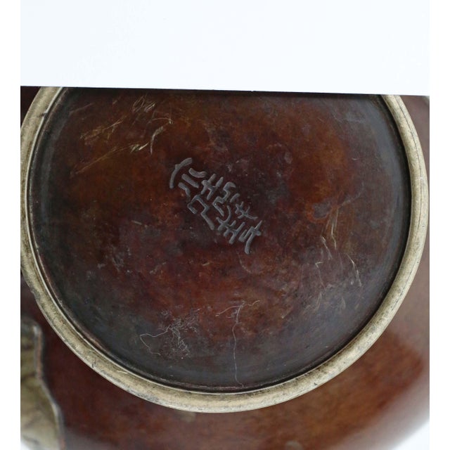 Brown Large Antique Japanese Meiji Metal Vases, 1910, Set of 2 For Sale - Image 8 of 10