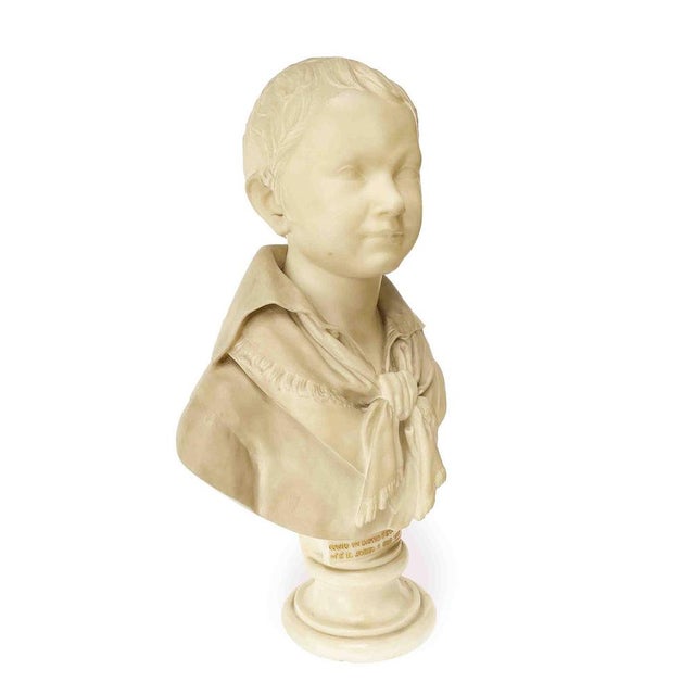 Ivory Stanga Francesco, Bust of a Child, 1837, Marble For Sale - Image 8 of 13