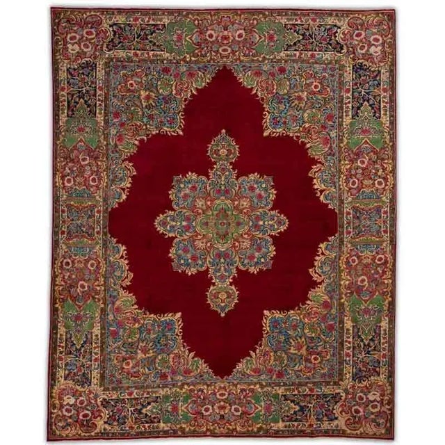 1960s Old Persian Kerman Area Rug 9’10” X 12’6″ For Sale - Image 9 of 9