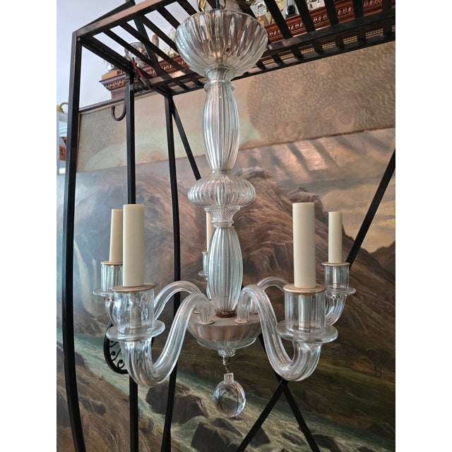 Transparent Vintage Mid Century Modern Murano Style Venetian Chandelier For Sale - Image 8 of 12