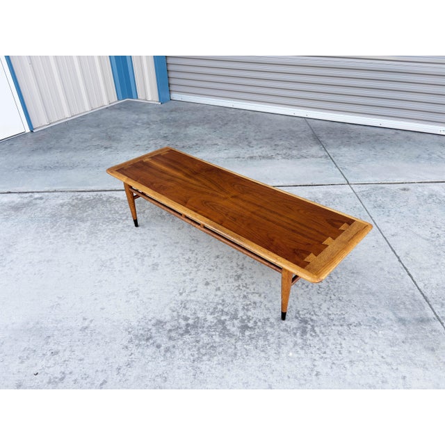 Lane Furniture 1960s Mid-Century Modern Lane "Acclaim" Walnut and Oak Surfboard Coffee Table For Sale - Image 4 of 10