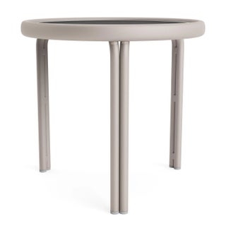 Brown Jordan Kantan Aluminum 20" Round Occasional Table, Dove frame For Sale