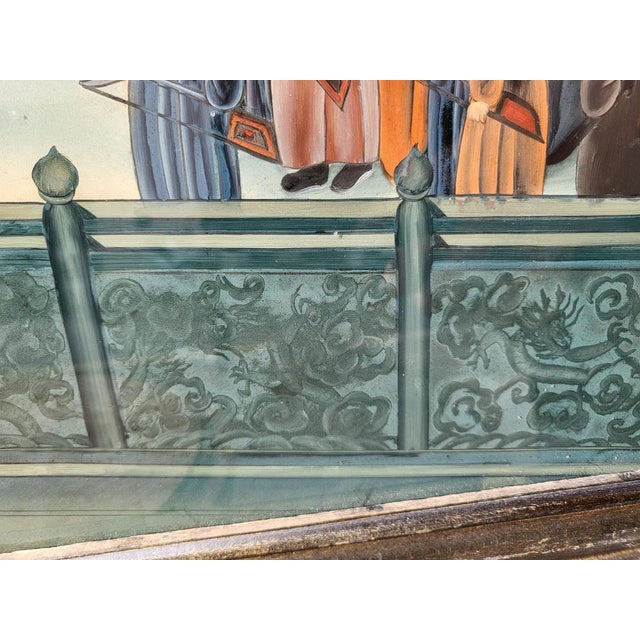 View of a Palace in Asia, 20th Century, Reverse Glass Painting For Sale - Image 10 of 18
