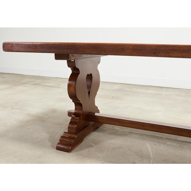 Country French Provincial Oak Trestle Farmhouse Dining Table 8 Ft For Sale - Image 9 of 18