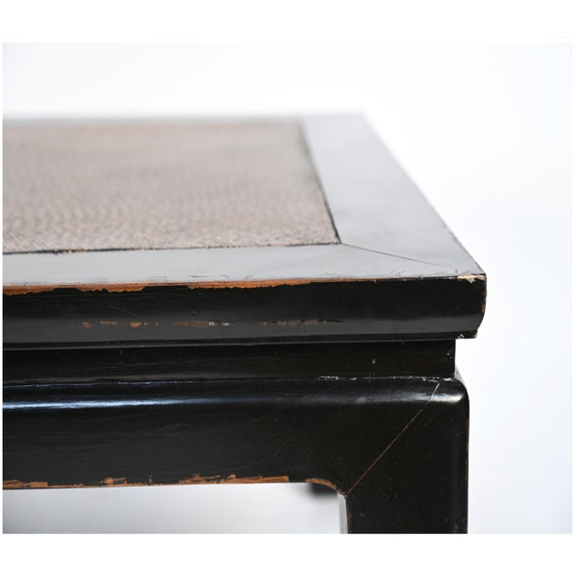 Early 20th Century Antique Chinese Lacquered Rattan Top Coffee Table For Sale - Image 5 of 13