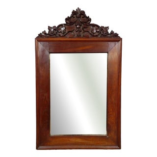 19th Century Napoleon III Carved Mahogany Mirror For Sale