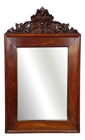 19th Century Napoleon III Carved Mahogany Mirror