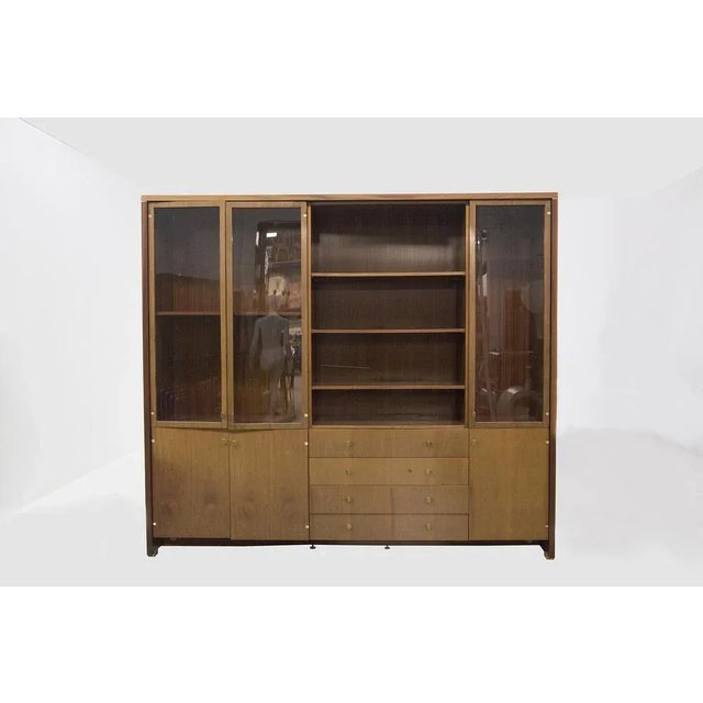 Brown Vintage Wood and Glass Bookcase by Pierre Balmain For Sale - Image 8 of 9